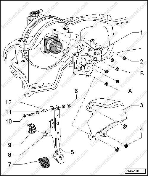 детали и узлы педали тормоза Volkswagen Tiguan, детали и узлы педали тормоза Фольксваген Тигуан