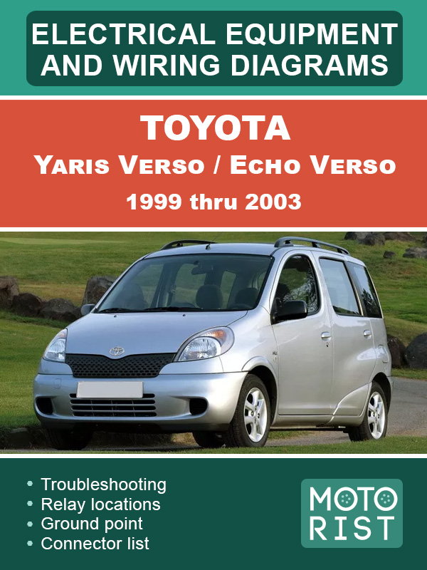 Toyota Yaris Verso / Echo Verso c 1999 по 2003 год, электрооборудование и электросхемы в электронном виде (на английском языке)