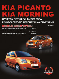Kia Picanto / Kia Morning з 2003 року (+рестайлінг 2007 року), керівництво з ремонту у форматі PDF (російською мовою)