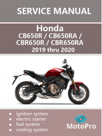 Мотоцикл Honda CB650R / CB650RA / CBR650R / CBR650RA с 2019 по 2020 год, руководство по ремонту и эксплуатации в электронном виде (на английском языке)