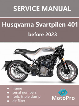 Мотоцикл Husqvarna Svartpilen 401 до 2023 года, руководство по ремонту и эксплуатации в электронном виде (на английском языке)