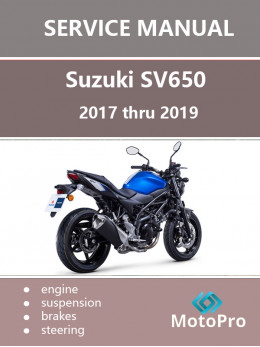 Мотоцикл Suzuki SV650 с 2017 по 2019 год, руководство по ремонту и эксплуатации в электронном виде (на английском языке)