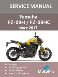 Yamaha FZ-09H / FZ-09HC с 2017 года, руководство по ремонту и эксплуатации в электронном виде (на английском языке)