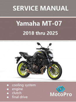 Мотоцикл Yamaha MT-07 с 2018 по 2025 год, руководство по ремонту и эксплуатации в электронном виде (на английском языке)
