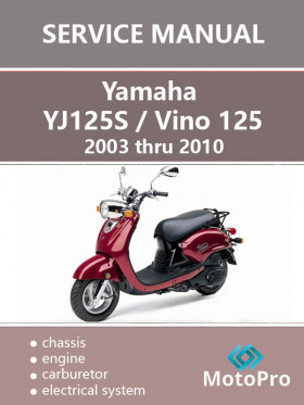 Посібник з ремонту скутера Yamaha YJ125S / Vino 125 з 2003 по 2010 рік у форматі PDF (англійською мовою)