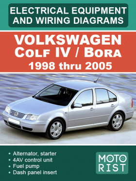 Электрооборудование и электросхемы Volkswagen Colf IV / Bora с 1998 по 2005 год, в формате PDF (на английском языке)