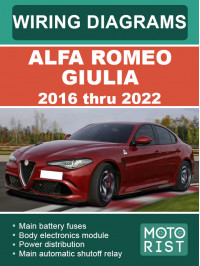 Alfa Romeo Giulia з 2016 по 2022 рік, кольорові електросхеми у форматі PDF (англійською мовою)