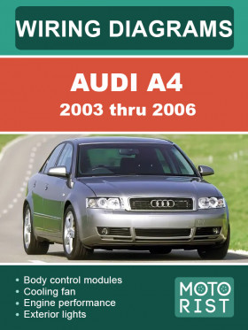 Цветные электросхемы Audi A4 с 2003 по 2006 год в формате PDF (на английском языке)