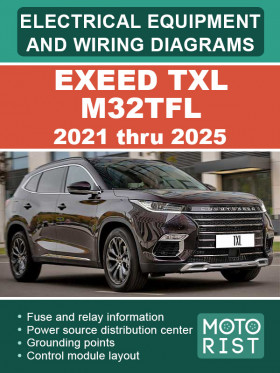 Электрооборудование и цветные электросхемы EXEED TXL M32TFL с 2021 по 2025 год в формате PDF (на английском языке)