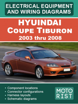 Hyuindai Coupe Tiburon з 2003 по 2008 рік, електрообладнання та електросхеми у форматі PDF (англійською мовою)