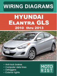 Hyundai Elantra GLS з 2010 по 2013 рік, кольорові електросхеми у форматі PDF (англійською мовою)