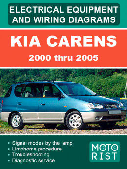 Kia Carens з 2000 по 2005 рік, електрообладнання та електросхеми у форматі PDF (англійською мовою)