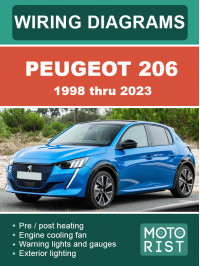Peugeot 206 з 1998 по 2023 рік, кольорові електросхеми у форматі PDF (англійською мовою)