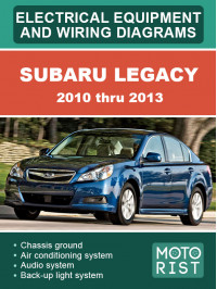 Subaru Legacy з 2010 по 2013 рік, електрообладнання та електросхеми у форматі PDF (англійською мовою)