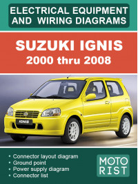 Suzuki Ignis з 2000 по 2008 рік, електрообладнання та електросхеми у форматі PDF (англійською мовою)