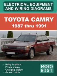 Toyota Camry с 1987 по 1991 год, электрооборудование и цветные электросхемы в электронном виде (на английском языке)