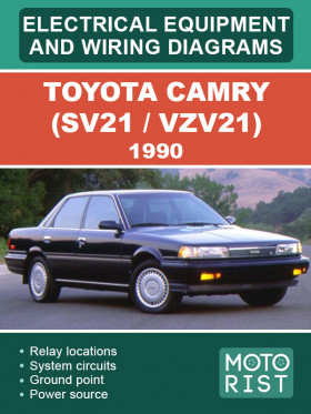 Электрооборудование и цветные электросхемы Toyota Camry (SV21 / VZV21) 1990 года в формате PDF (на английском языке)