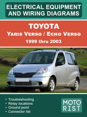 Електрообладнання та електросхеми Toyota Yaris Verso / Echo Verso з 1999 по 2003 рік у форматі PDF (англійською мовою)