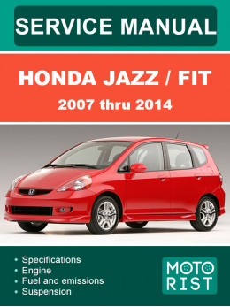 Honda Jazz / Fit з 2007 по 2014 рік, керівництво з ремонту та експлуатації у форматі PDF (англійською мовою)