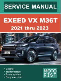 Exeed VX M36T с 2021 по 2023 год, руководство по ремонту и эксплуатации в электронном виде (на английском языке)