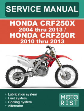Книга по ремонту мотоцикла Honda CRF250X с 2004 по 2013 год / Honda CRF250R с 2010 по 2013 год в формате PDF (на английском языке)