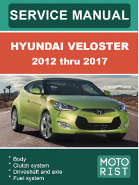 Hyundai Veloster с 2012 по 2017 год, руководство по ремонту и эксплуатации в электронном виде (на английском языке)