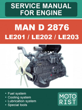 Посібник з ремонту двигуна MAN D 2876 LE201 / LE202 / LE203 у форматі PDF (англійською мовою)