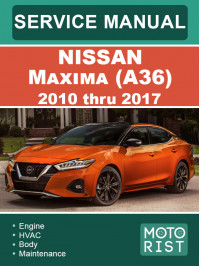 Nissan Maxima (A36) з 2015 по 2023 рік, керівництво з ремонту та експлуатації у форматі PDF (англійською мовою), 2 частини