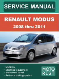 Renault Modus з 2008 по 2011 рік, керівництво з ремонту та експлуатації у форматі PDF (англійською мовою)