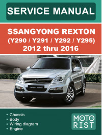 SsangYong Rexton (Y290 / Y291 / Y292 / Y295) з 2012 по 2016 рік, керівництво з ремонту та експлуатації у форматі PDF (англійською мовою)