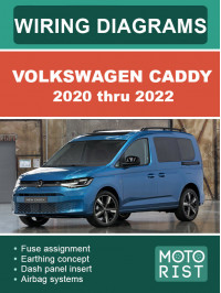Volkswagen Caddy с 2020 по 2022 год, цветные электросхемы в электронном виде (на английском языке)