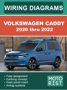 Volkswagen Caddy с 2020 по 2022 год, цветные электросхемы в электронном виде (на английском языке)