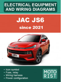 JAC JS6 з 2021 року кольорові електросхеми та електрообладнання у форматі PDF (англійською мовою)