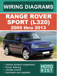 Range Rover Sport (L320) с 2005 по 2013 год, цветные электросхемы в электронном виде (на английском языке)