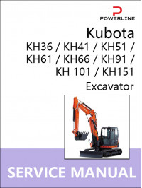 Kubota KH36 / KH41 / KH51 / KH61 / KH66 / KH91 / KH 101 / KH151, руководство по ремонту и эксплуатации экскаватора в электронном виде (на английском языке)
