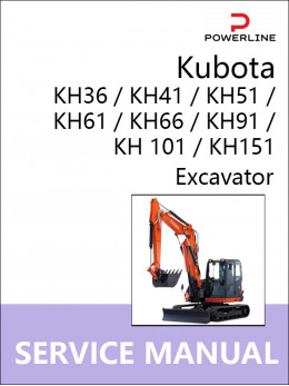 Kubota KH36 / KH41 / KH51 / KH61 / KH66 / KH91 / KH 101 / KH151, руководство по ремонту и эксплуатации экскаватора в электронном виде (на английском языке)
