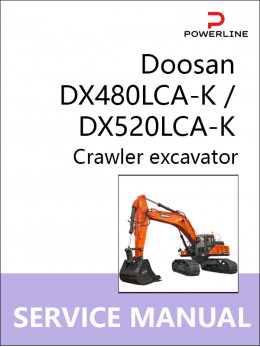 Doosan DX480LCA-K / DX520LCA-K, руководство по ремонту и эксплуатации экскаватора в электронном виде (на английском языке)