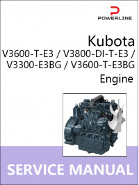 Kubota V3600-E3 / V3600-T-E3 / V3800-DI-T-E3 / V3300-E3BG / V3600-T-E3BG, руководство по ремонту двигателя в электронном виде (на английском языке)