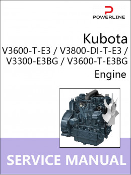 Kubota V3600-E3 / V3600-T-E3 / V3800-DI-T-E3 / V3300-E3BG / V3600-T-E3BG, руководство по ремонту двигателя в электронном виде (на английском языке)