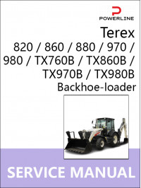 Terex 820 / 860 / 880 / 970 / 980 / TX760B / TX860B / TX970B / TX980B, руководство по ремонту и эксплуатации экскаватора-погрузчика в электронном виде (на английском языке)