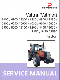 Valtra (Valmet) 6000 / 6100 /  6200 / 6250 / 6300 / 6350 / 6400 / 6550 / 6600 / 6650 / 6800 / 6850 / 6900 / 8000 / 8100 / 8200 / 8400 / 8050 / 8150 / 8450 / 8550, руководство по ремонту и эксплуатации трактора в электронном виде (на английском языке)