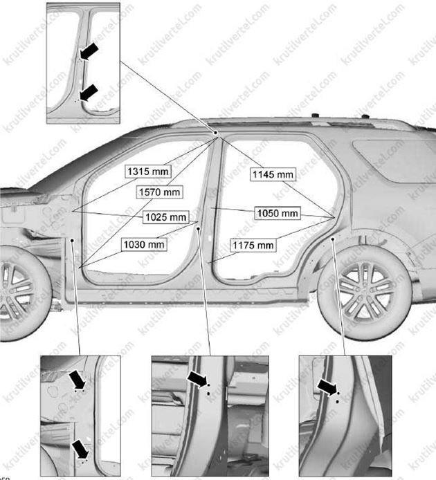 кузовные зазоры и размеры Ford Explorer с 2010 года, кузовные зазоры и размеры Форд Эксплорер с 2010 года