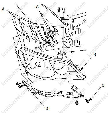 освещение Honda Civic 4D с 2006 года, освещение Acura CSX с 2006 года, освещение Хонда Цивик 4Д с 2006 года, освещение Акура Си-Эс-Икс с 2006 года