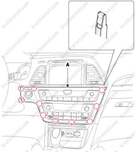 панель управления кондиционером и отопителем Hyundai Sonata LF с 2014 года, панель управления кондиционером и отопителем Хюндай Соната ЛФ с 2014 года