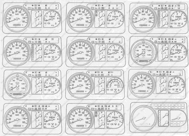 Примеры исполнения приборной доски автомобиля приборная доска Isuzu Elf с 1993 года, приборная доска Исузу Эльф с 1993 года