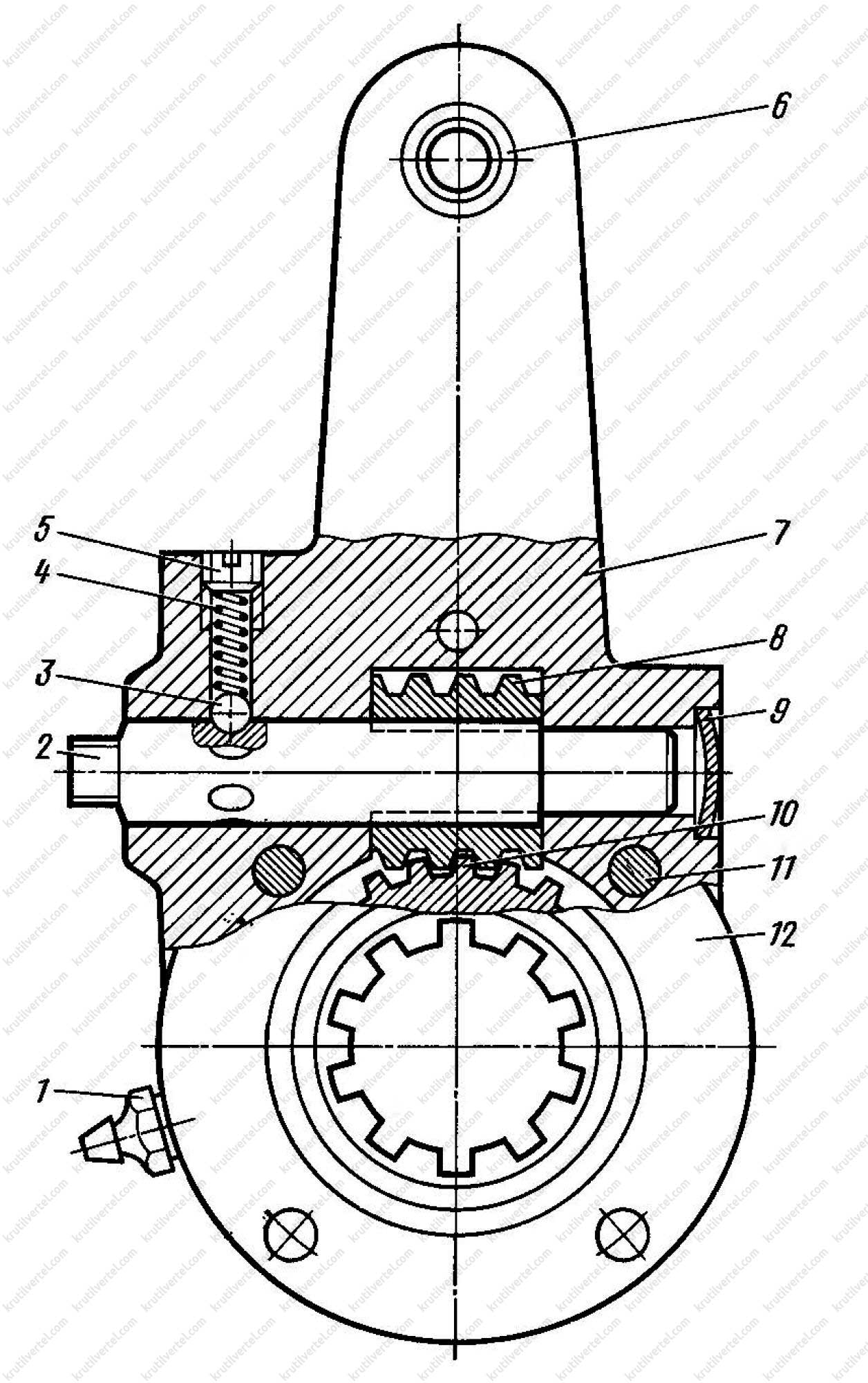 Схема пневмопривода тормозной системы автомобилей КАМАЗ моделей 55111, 65115, работающих с прицепом