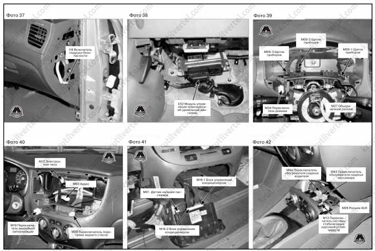 розташування роз'ємів в автомобілі Kia Rio 2 з 2005 року, розташування роз'ємів в автомобілі Kia Prio з 2 2 з 2005 року, розташування роз'ємів в автомобілі Кіа Прайд з 2005 року