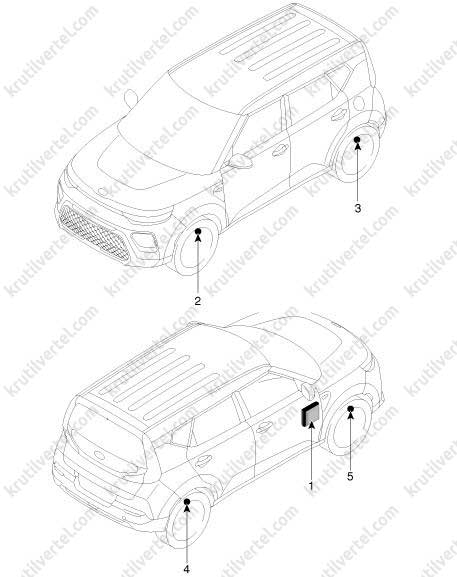 система контроля давления в шинах Kia Soul с 2019 года, система контроля давления в шинах Киа Соул с 2019 года