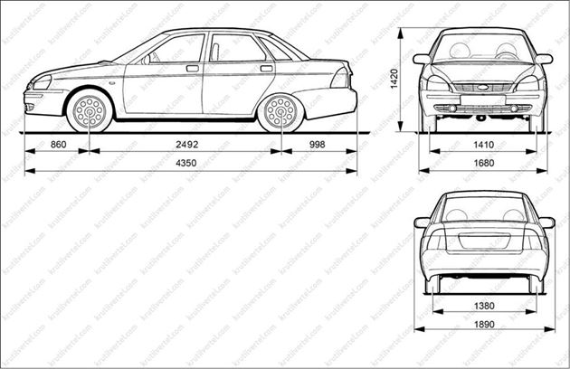 Габариты ваз приора седан