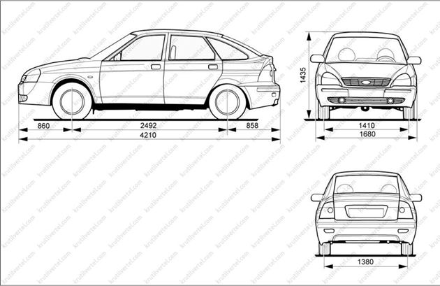 Лада приора габаритные размеры